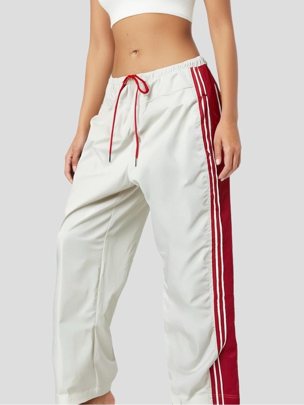 White Track Pants with Red Side Stripe NWT